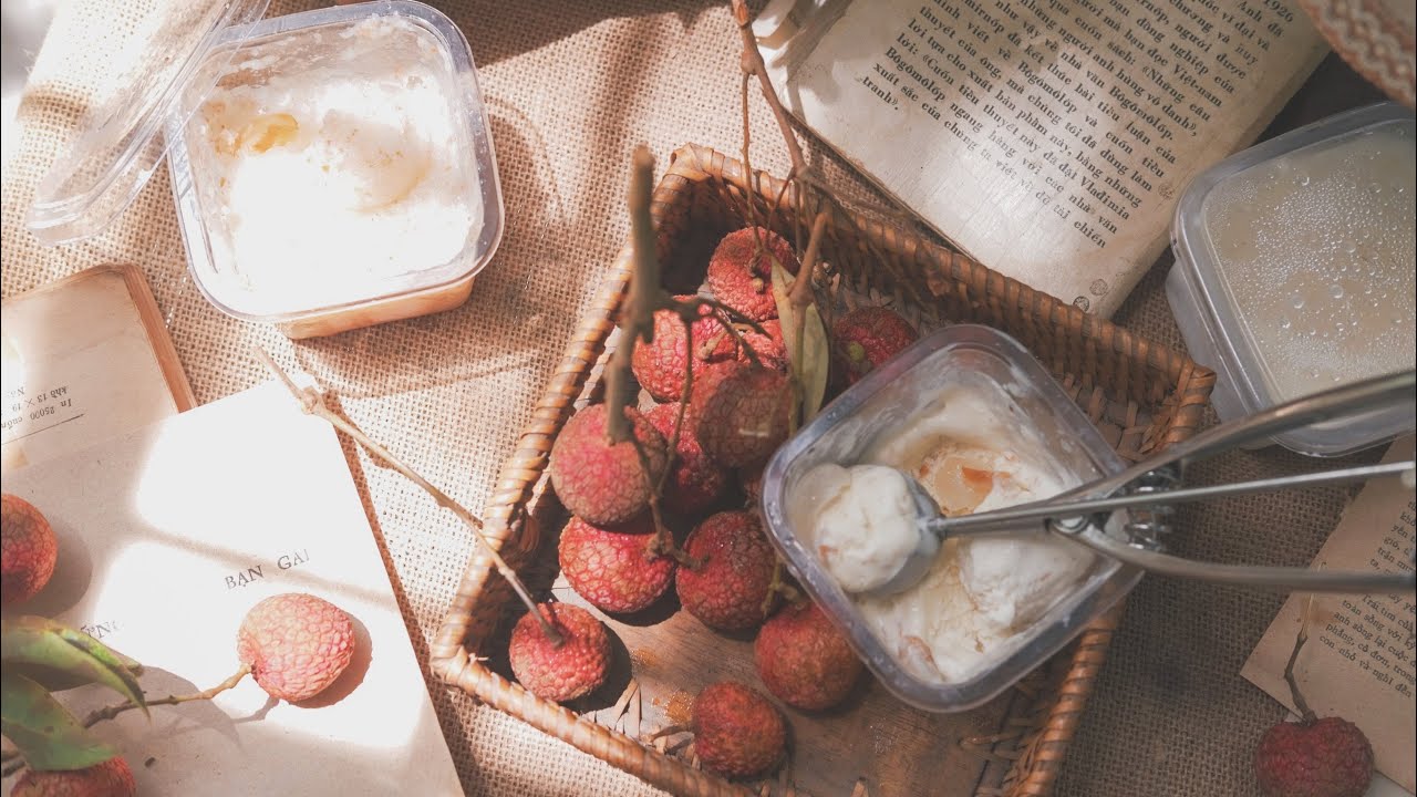  2 cách làm Kem Vải siêu ngon Không Cần Máy